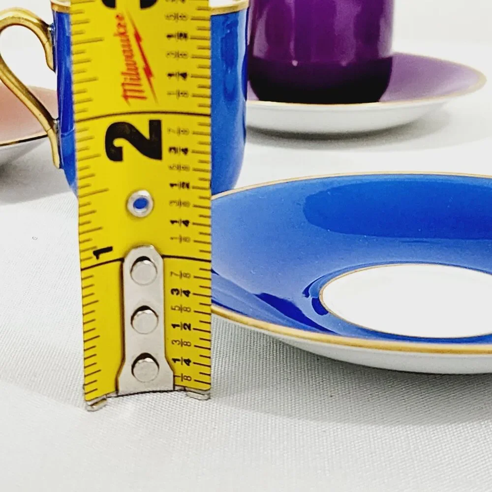 Bing Grondahl Denmark Confetti Espresso Cups Saucers Set 4 Multi Harlequin Gold